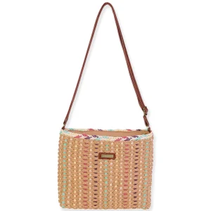 Tan, Paper Straw Crossbody | CE6713 B