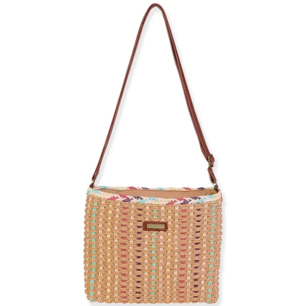 Tan, Paper Straw Crossbody | CE6713 B