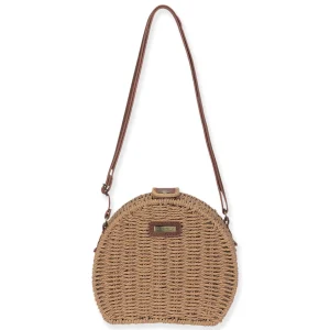 Tan, Paper Straw Crossbody | CE6647 B