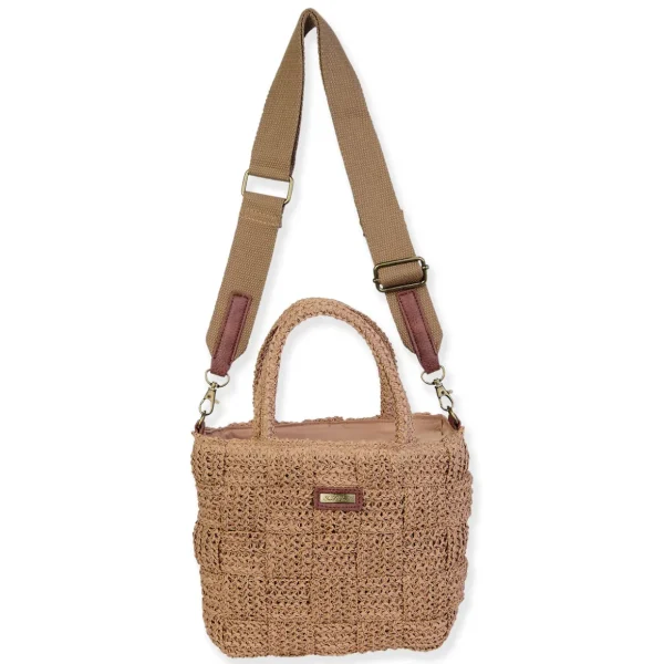 Tan, Paper Straw Crossbody | CE6709 B