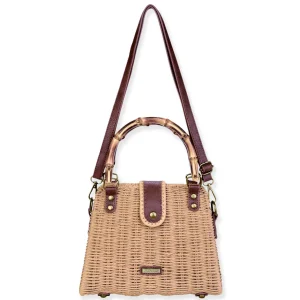 Tan, Paper Straw Crossbody | CE6646 B