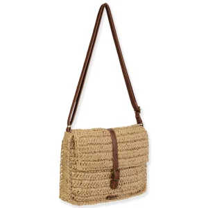 Tan, Paper Straw Crossbody | CE6652 B