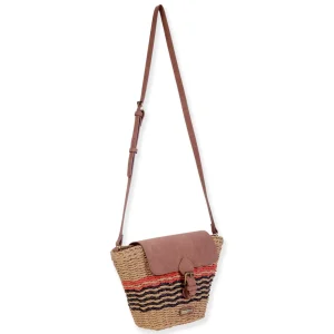 Tan, Paper Straw Crossbody | CE6732 B