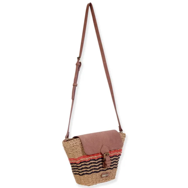 Tan, Paper Straw Crossbody | CE6732 B