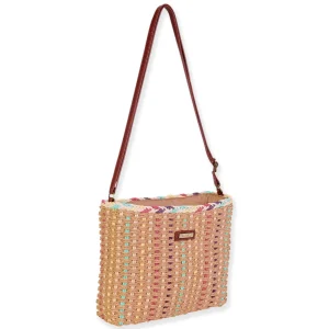 Tan, Paper Straw Crossbody | CE6713 B