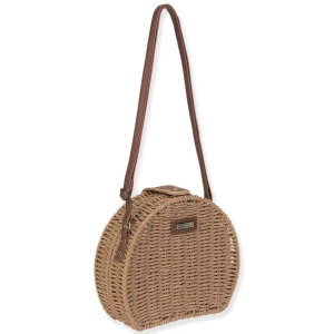 Tan, Paper Straw Crossbody | CE6647 B