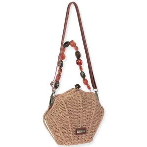 Tan, Paper Straw Crossbody | CE6645 B