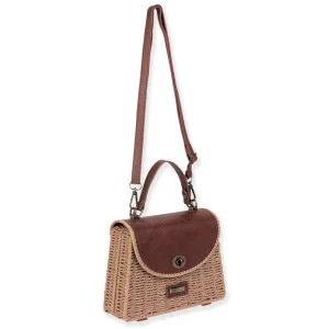 Tan, Paper Straw Crossbody | CE6644 B