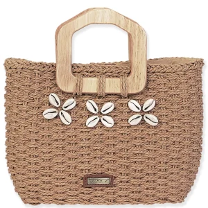 Tan, Paper Straw Medium Tote | CE6643 B