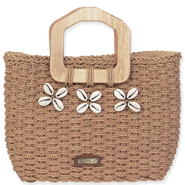 Tan, Paper Straw Medium Tote | CE6643 B