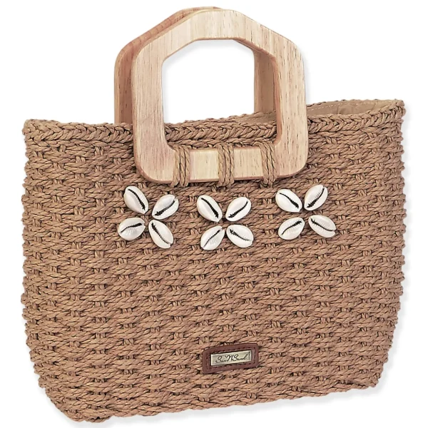Tan, Paper Straw Medium Tote | CE6643 B