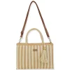 Tan, Paper Straw Shoulder Tote | CE6682 A