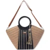 Tan, Paper Straw Shoulder Tote | CE6639 B