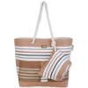 Tan, Paper Straw Shoulder Tote | CE6663 A