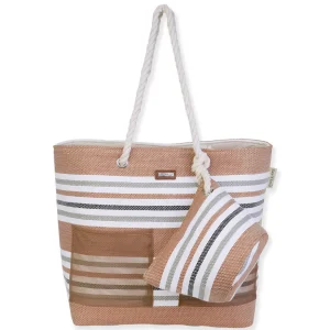 Tan, Paper Straw Shoulder Tote | CE6663 A