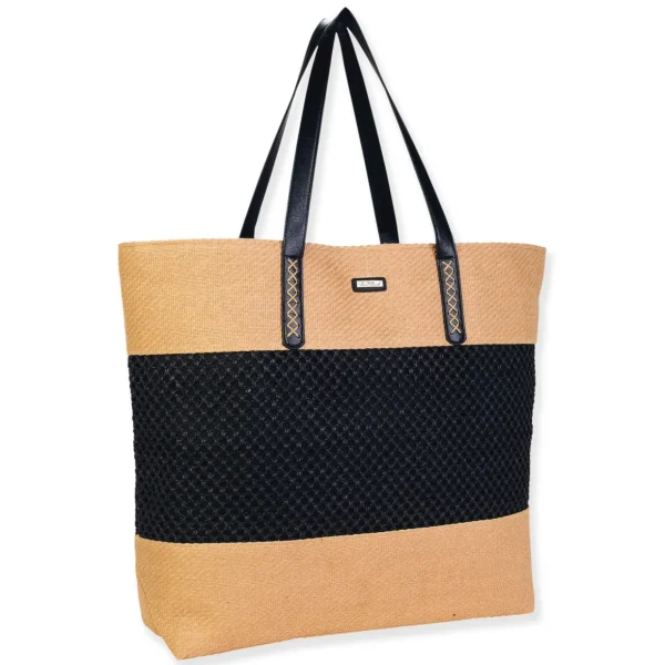 Tan, Paper Straw Shoulder Tote | CE6702 B