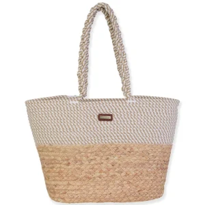 Tan, Paper Straw/Rope Shoulder Tote | CE6671 A