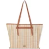 Tan, Poly Straw Shoulder Tote | CE6635 A