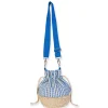 Turquoise, Canvas/Paper Straw Barel Crossbody | CE6625 B