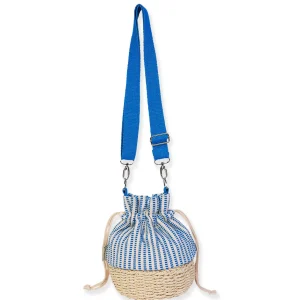 Turquoise, Canvas/Paper Straw Barel Crossbody | CE6625 B
