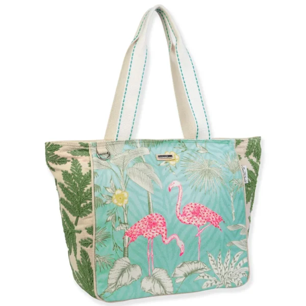 Turquoise Flamingo, Shoulder Tote | JB150
