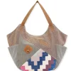 Up-Cycled Canvas | Dhurry Variant Fabrics | Scoop Tote Genuine Leather Trim | UC177