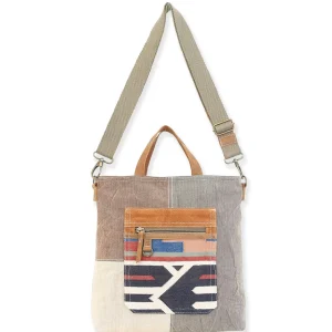Up-Cycled Canvas | Dhurry Variant Fabrics | Crossbody Genuine Leather Trim | UC176