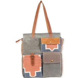 Up-Cycled Canvas | Dhurry Variant Fabrics | Messenger Bag Genuine Leather Trim | UC178
