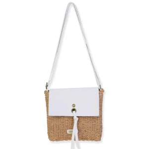 White, Paper Straw Crossbody | CE6712 A
