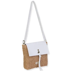 White, Paper Straw Crossbody | CE6712 A