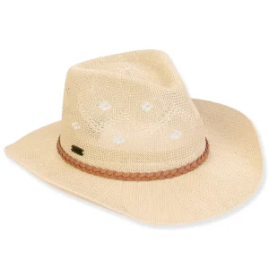 Women's Beige, Paper Straw Western, Brim 3" | Sun N Sand | HH3303