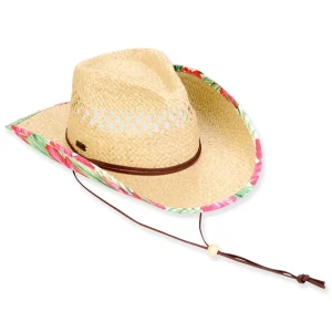 Women's Beige, Paper Straw Western, Brim 3.5" | Sun N Sand | HH3302 B