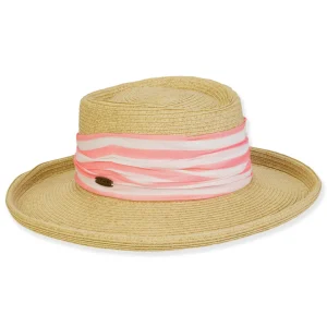 Women's Beige, Paperbraid Gambler, Brim 3.2"+0.75" Up Turn | Caribbean Joe | HCJ435 B