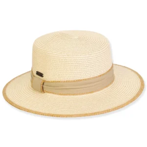 Women's Beige, Paperbraid Boater, Brim 2.75" | Sun N Sand | HH3210 A