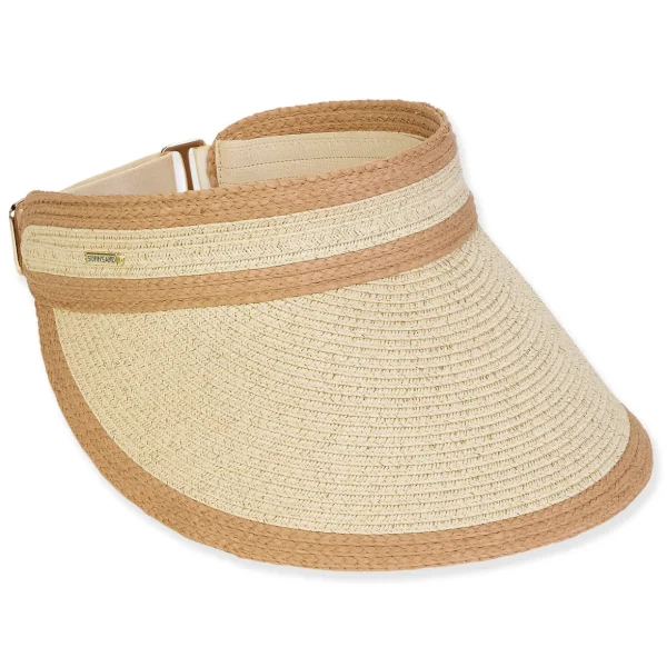 Women's Beige, Paperbraid (with Lurex) Metallic Visor, Brim 4.5" | Sun N Sand | HH3313 A