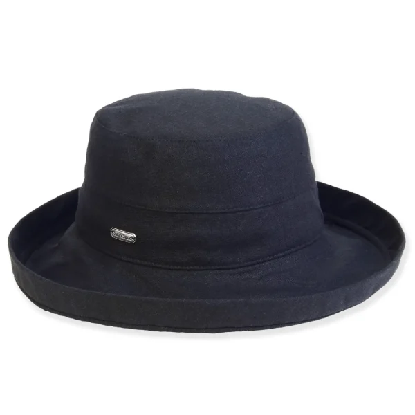 Women's Black, Linen Up Brim, Brim 2.5"+1" Up Turn | Sun N Sand | HH3411 E