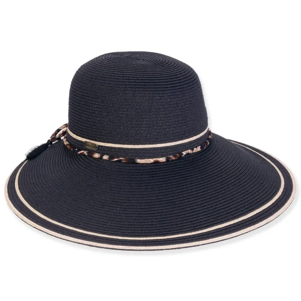 Women's Black, Paperbraid Tapered, Brim 5"-3.25" | Sun N Sand | HH3232 B
