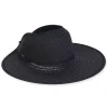 Women's Black, Paperbraid Visor, Brim 4.5" | Sun N Sand | HH3317 B