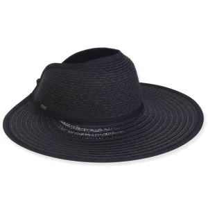 Women's Black, Paperbraid Visor, Brim 4.5" | Sun N Sand | HH3317 B