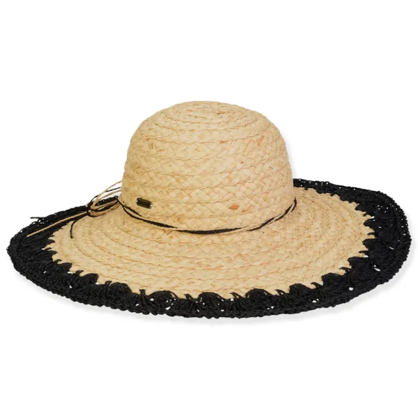 Women's Black, Raffia /Paper Straw Floppy, Brim 4.75" | Sun N Sand | HH3376 B