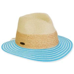 Women's Blue, 40% Raffia/60% Paperbraid Safari, Brim 2.5" | Caribbean Joe | HCJ441 B