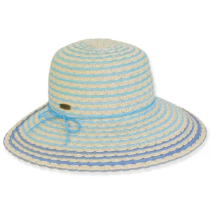 Women's Blue Multi, Paperbraid Backless, Brim 4" | Caribbean Joe | HCJ438 B