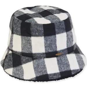 Women's Fashion Fabric Plaid Plush Lining Bucket | AD1492
