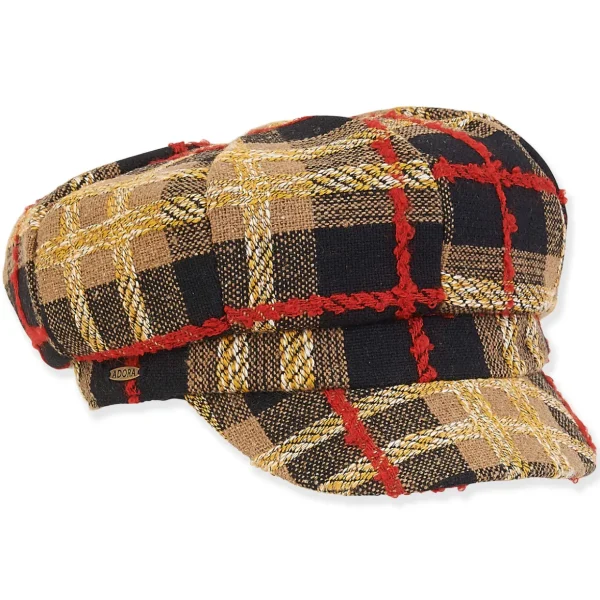 Women's Fashion Fabrics Plaid Elastic Back Newsboy | AD1478