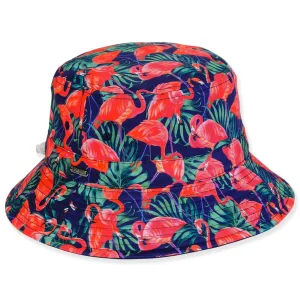 Women's Flamingo, Poly Cotton Bucket, Brim 2.5" | Sun N Sand | HH3349