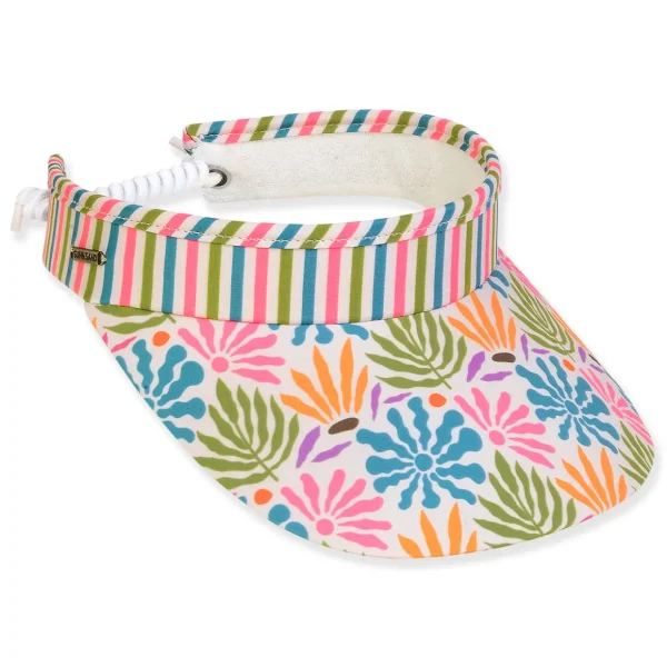 Women's Floral, Polyester Visor, Brim 3.5" | Sun N Sand | HH3323