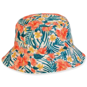 Women's Hibiscus, Poly Cotton Bucket, Brim 2.5" | Sun N Sand | HH3351