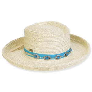 Women's Ivory, Paperbraid Up Brim Gambler, Brim 3"+.75" Up Turn | Sun N Sand | HH3212 A
