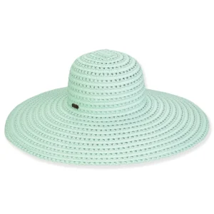Women's Light Blue, Paperbraid/Ribbon XL Floppy, Brim 6" | Sun N Sand | HH3186 C