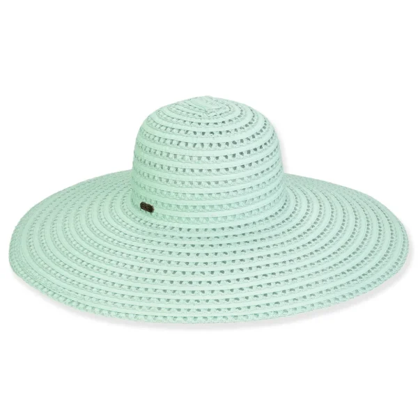 Women's Light Blue, Paperbraid/Ribbon XL Floppy, Brim 6" | Sun N Sand | HH3186 C